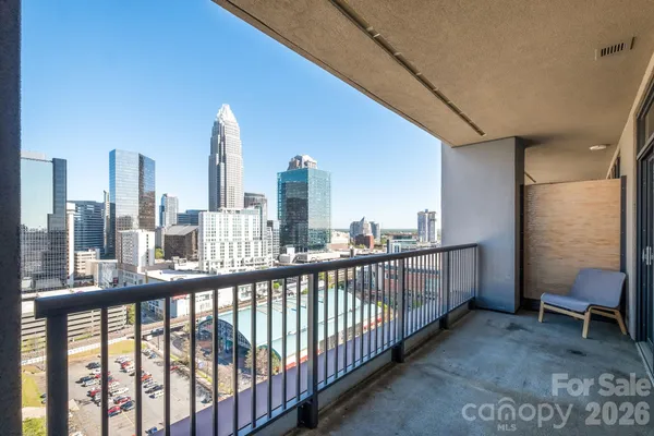 a view of city from a balcony