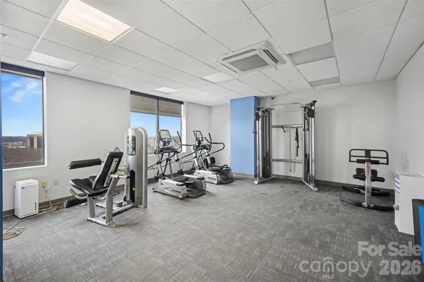 a view of a room with gym equipment