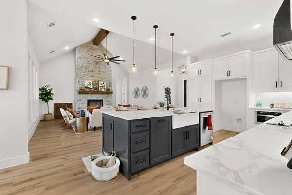 an aerial view of a house with a outdoor space