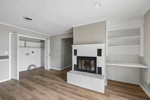 a view of a room with racks on the wall