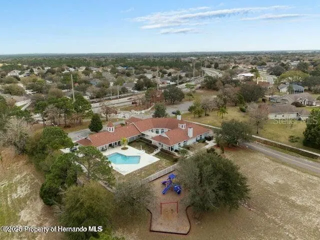 an aerial view of a house