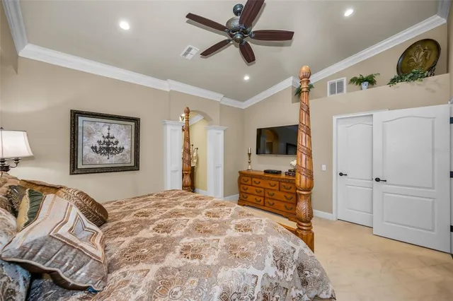 a view of a golf course with a lake