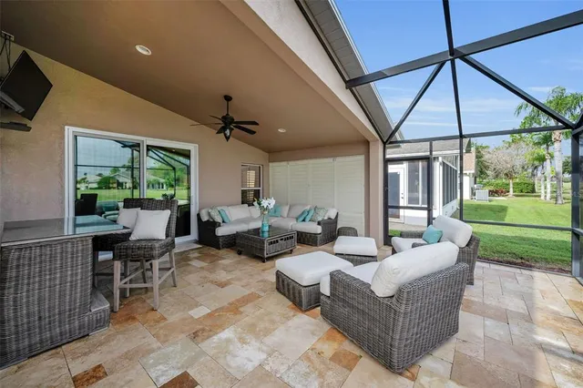 a view of a garden with a building in the background