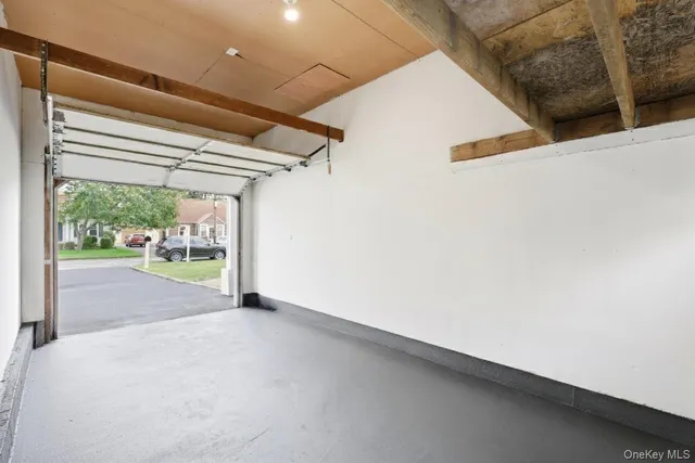 a view of a room with a large window