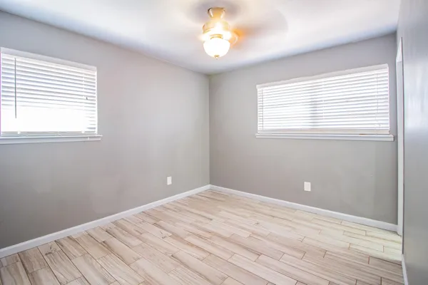 a view of a room with a window