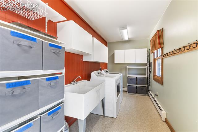 356 Spring Valley Drive Divide, CO 80814 - Photo 43 of 50 Main level laundry with access to garage and walk out. Washer/dryer stay, utility sink and mechanical room