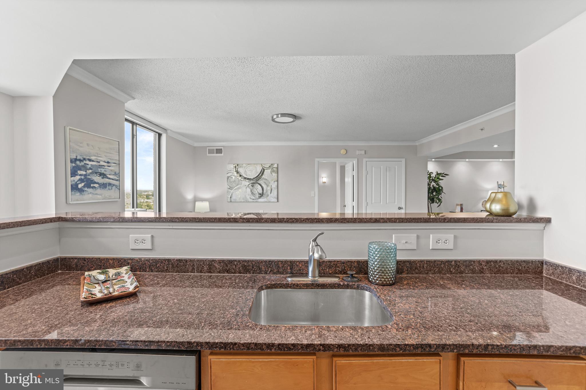 1220 North Fillmore Street, Unit 602 Arlington, VA 22201 - Photo 13 of 43 a kitchen with granite countertop a sink and a stove