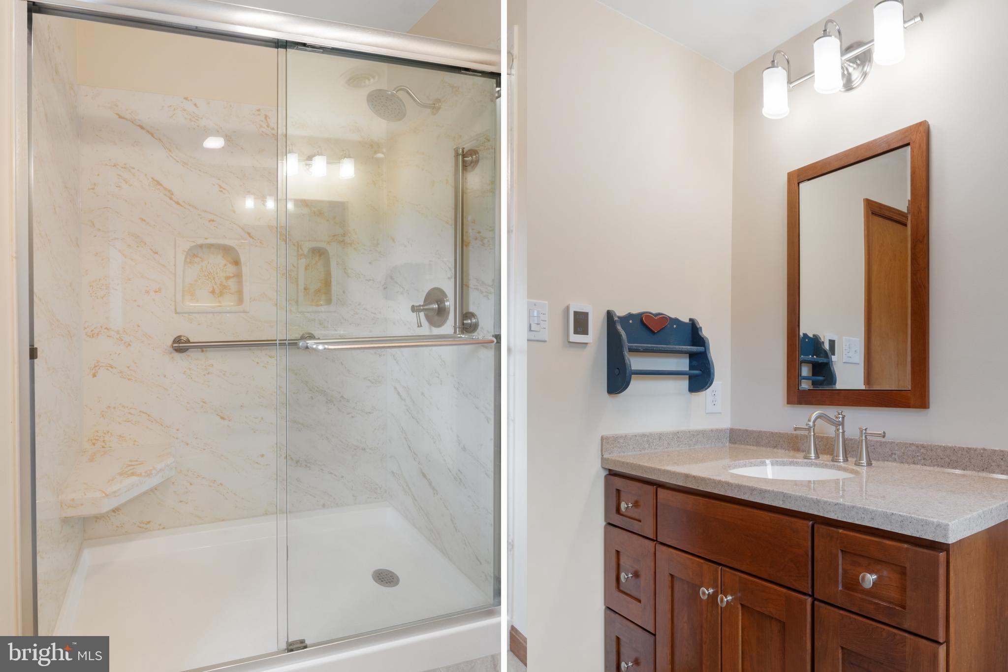 4850 Delta Road Delta, PA 17314 - Photo 43 of 74 a bathroom with a shower sink vanity and mirror