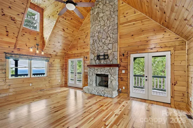 a view of a porch with wooden floor and stairs