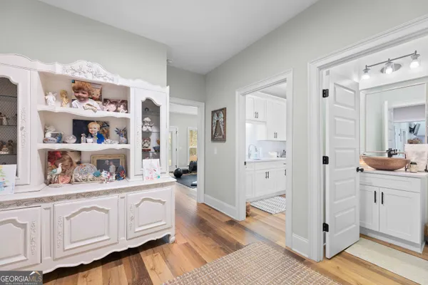 a view of a kitchen with electric appliances