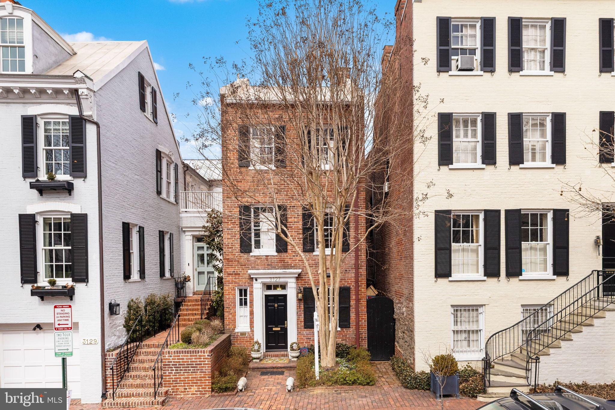 a front view of a multi story building