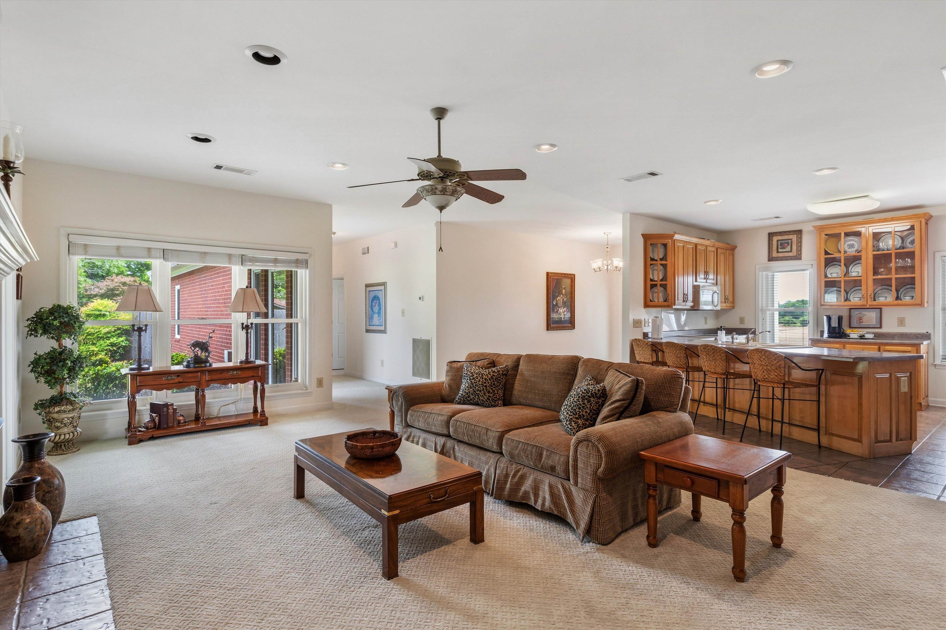 2225 Candy Lane Burlison, TN 38015 - Photo 7 of 27 Spacious open-concept living area featuring recessed lighting, a ceiling fan, and carpet flooring