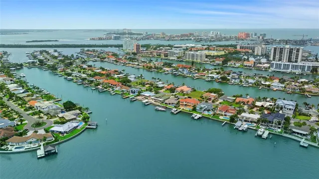 a view of a lake with a city