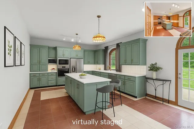 a gym room with furniture and a window