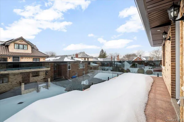 a view of a terrace with a bench