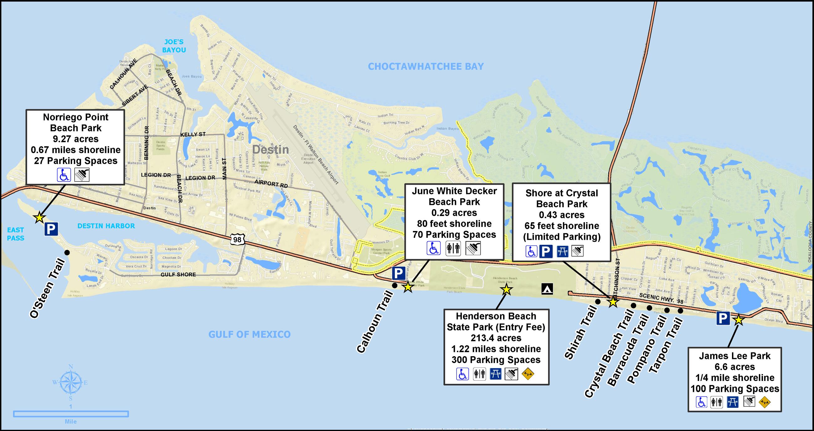 249 Kono Way Destin, FL 32541 - Photo 42 of 44 Map of all the closest beach access