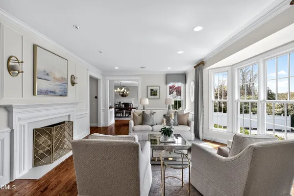 a view of a kitchen cabinets and a wooden floor