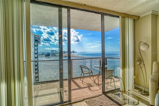 a view of a glass door with a glass door