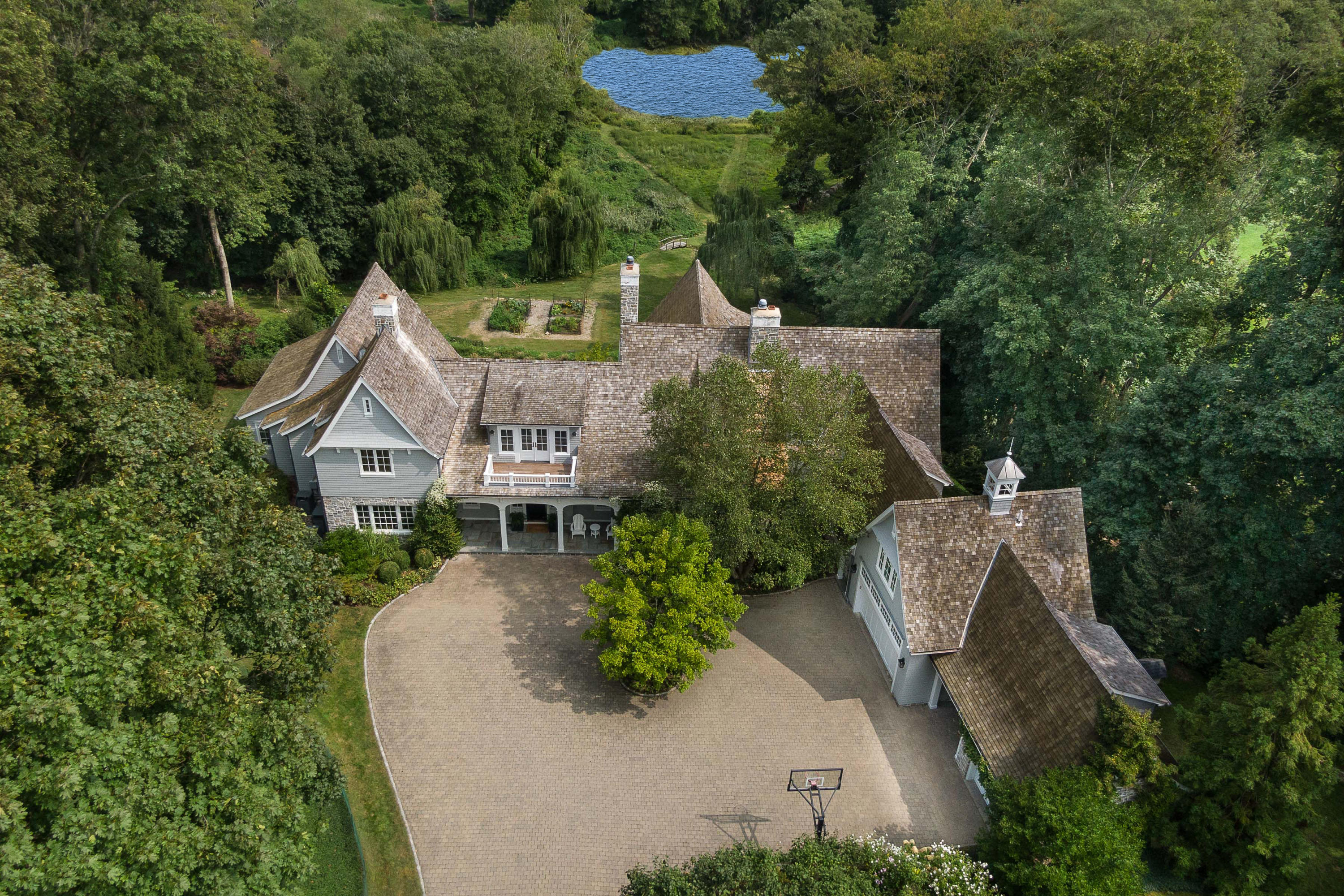 51 Lambert Road New Canaan, CT 06840 - Photo 2 of 62 AERIAL WITH VIEW OF FIVE MILE RIVER