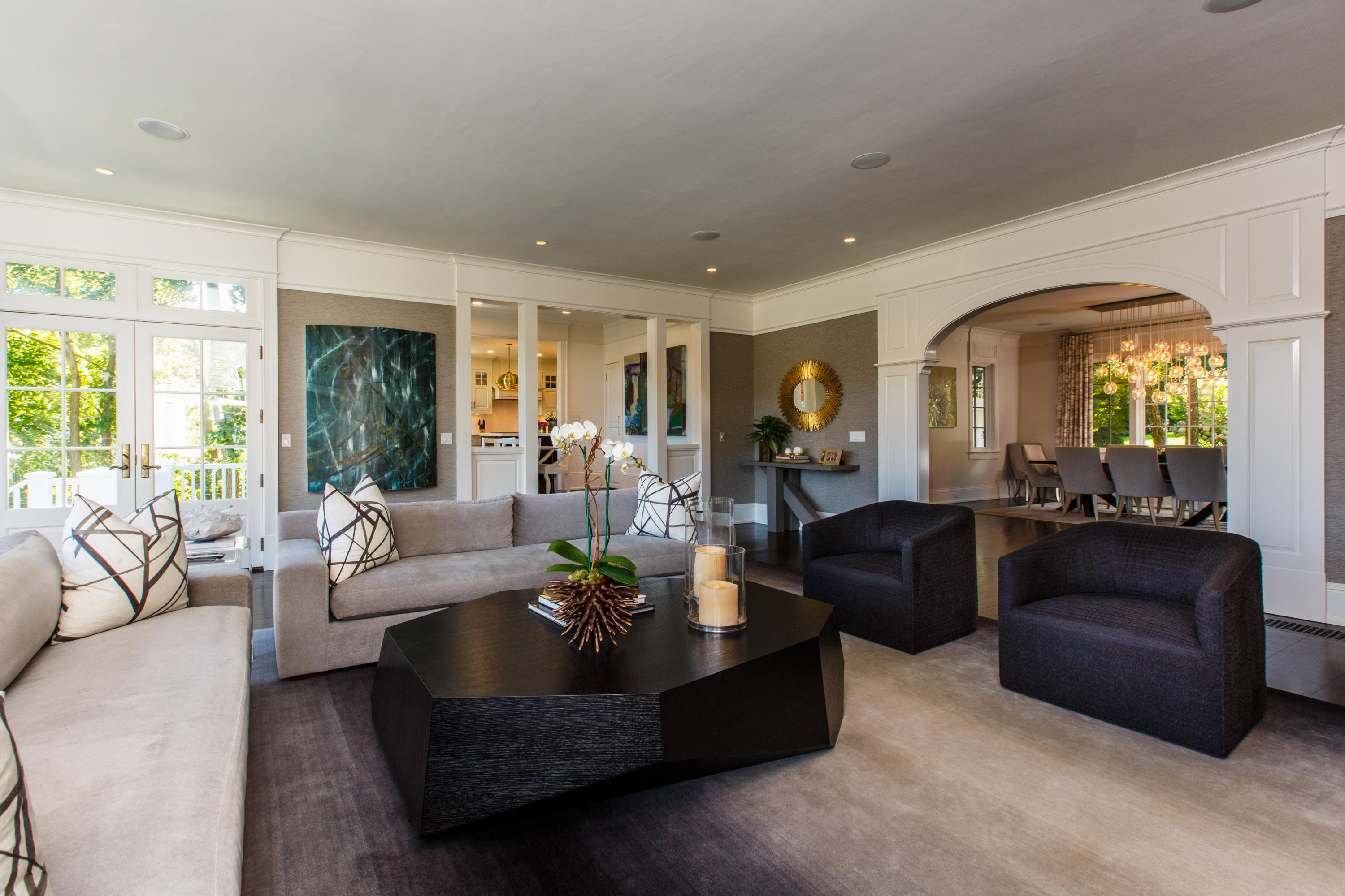 51 Lambert Road New Canaan, CT 06840 - Photo 13 of 62 a living room with fireplace furniture and a large window