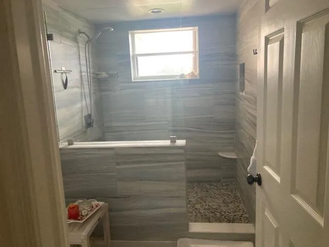 a bathroom with a shower