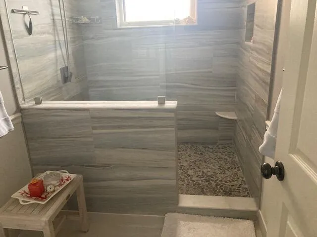 a bathroom with a shower