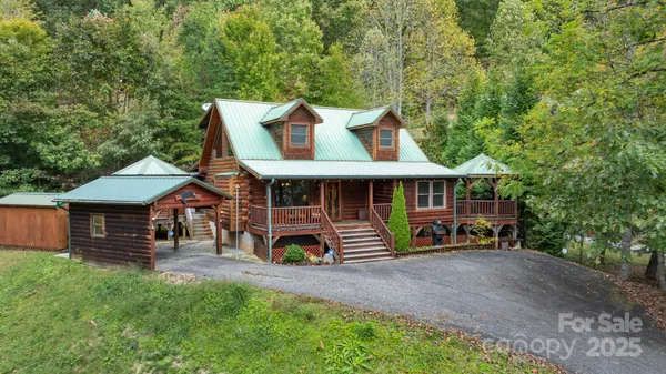 front view of a house with a deck