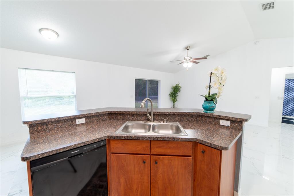 5107 Southwest 165th St Road Ocala, FL 34473 - Photo 13 of 34 a sink with a granite counter top and a chandelier