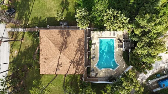 an aerial view of a house