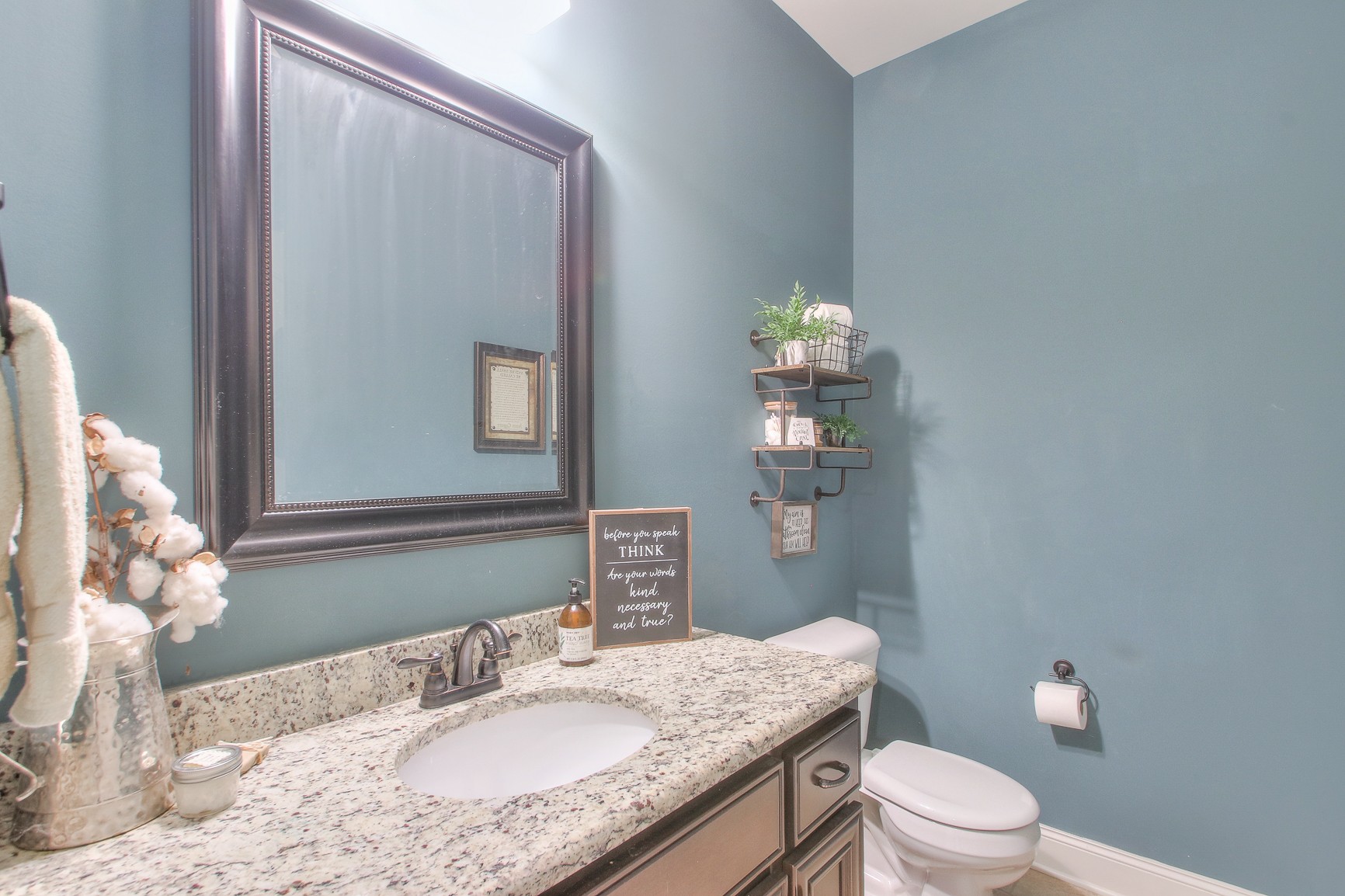 1102 Black Jack Way Murfreesboro, TN 37129 - Photo 14 of 48 a bathroom with a granite countertop sink mirror vanity and toilet