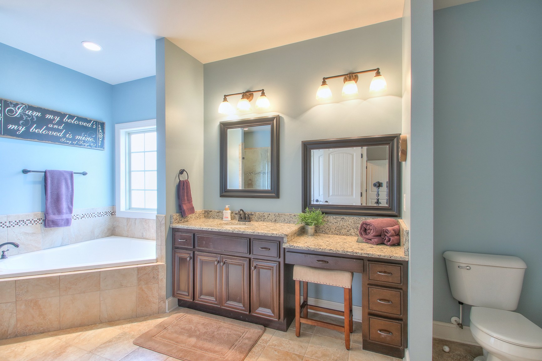 1102 Black Jack Way Murfreesboro, TN 37129 - Photo 29 of 48 a spacious bathroom with a granite countertop tub sink and mirror