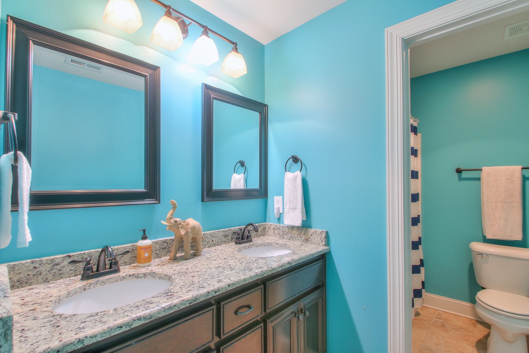1102 Black Jack Way Murfreesboro, TN 37129 - Photo 37 of 48 a bathroom with a granite countertop sink and a mirror