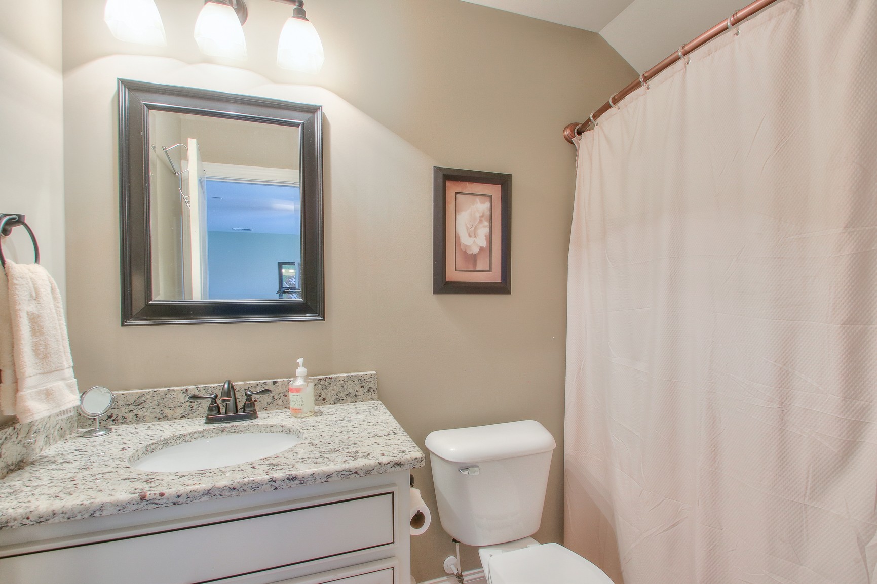 1102 Black Jack Way Murfreesboro, TN 37129 - Photo 45 of 48 a bathroom with a granite countertop sink and a mirror with toilet