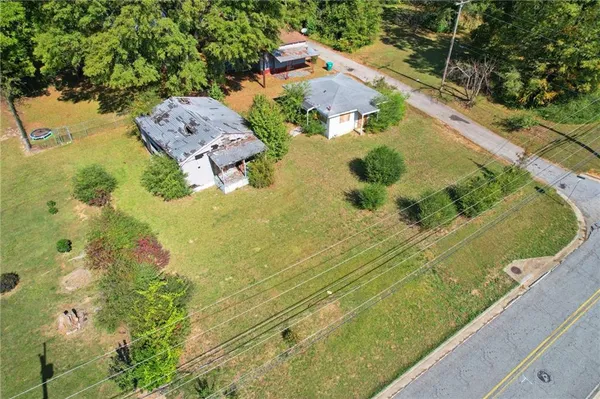 an aerial view of a house