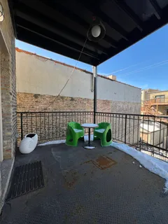 a view of a deck with a chair