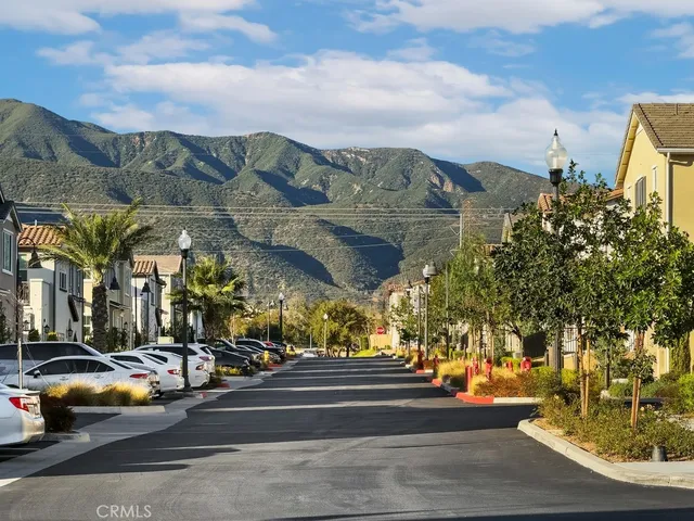 a view of street with houses
