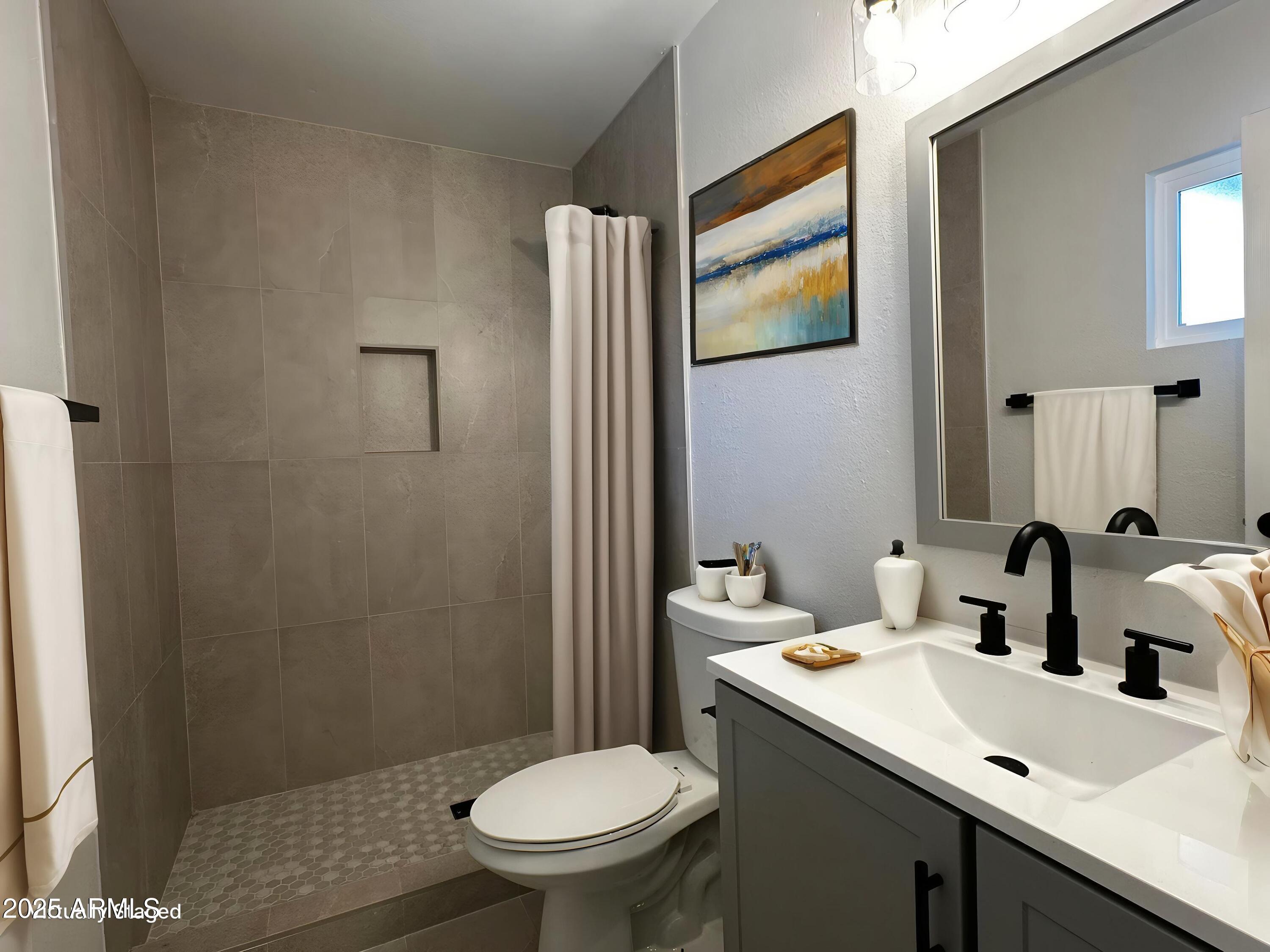 6818 South Terrace Road Tempe, AZ 85283 - Photo 6 of 11 a bathroom with a sink toilet and mirror