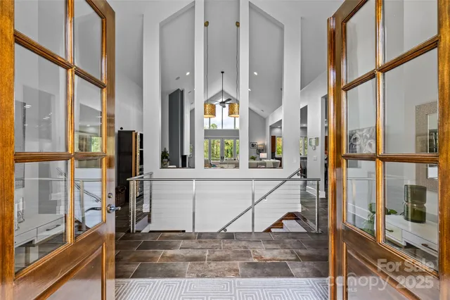 a view of living room with a large window