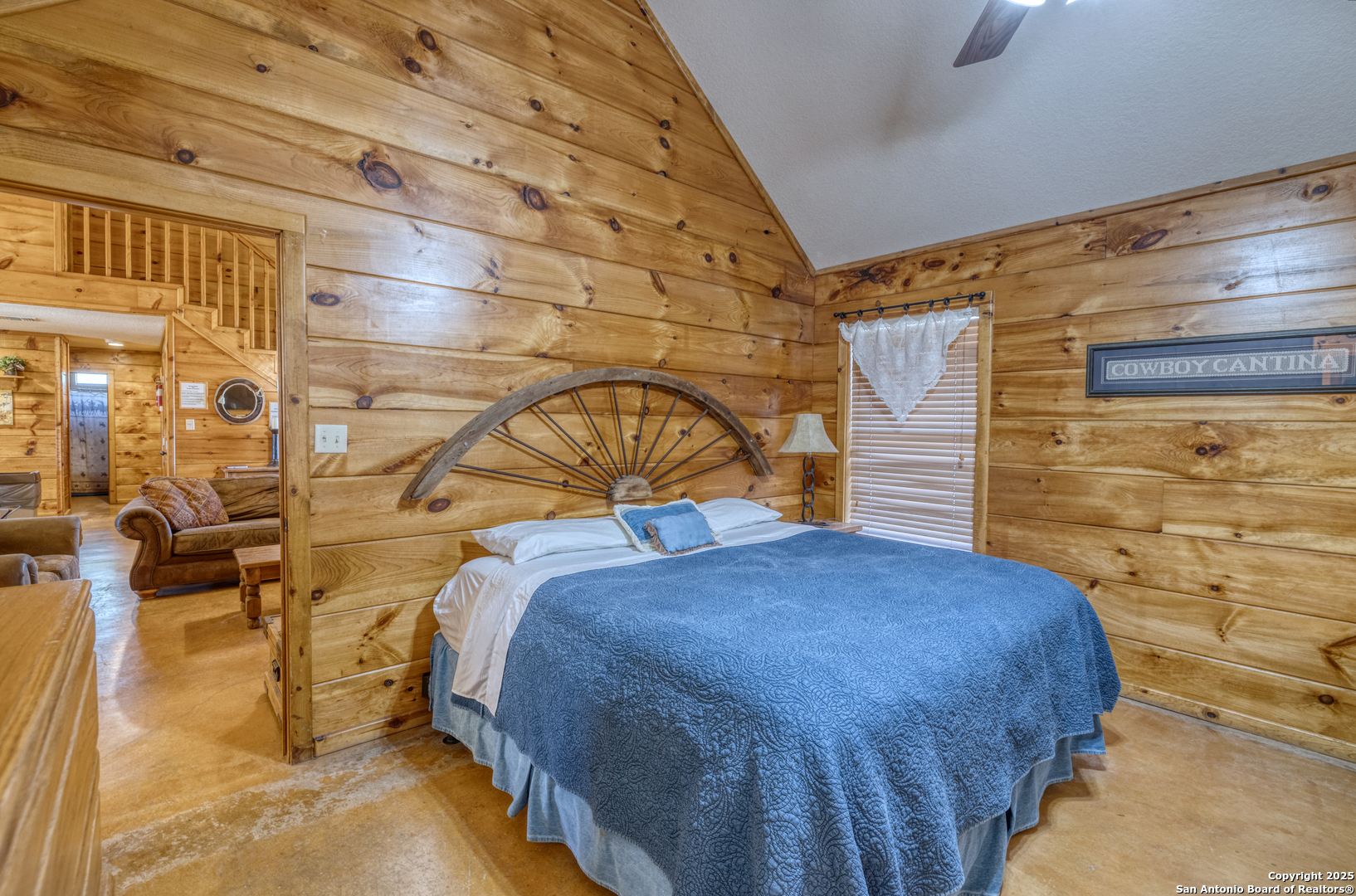 38 Mountain Laurel Lane Concan, TX 78838 - Photo 34 of 48 a bedroom with a bed and a shower