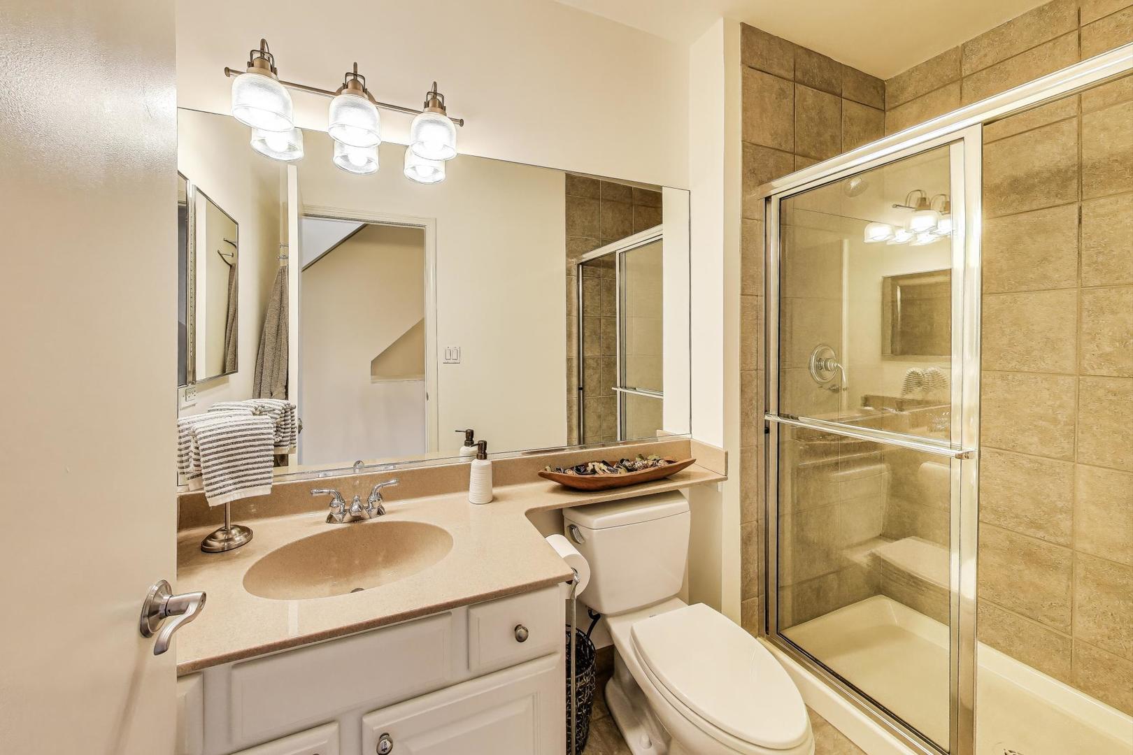 1009 North Riverwalk Street Chicago, IL 60610 - Photo 25 of 39 a bathroom with a sink toilet mirror and shower