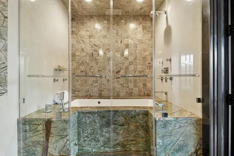 a bathroom with a shower