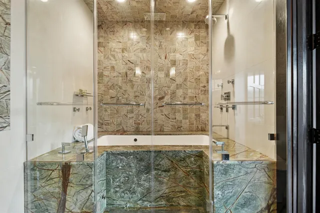 a bathroom with a shower