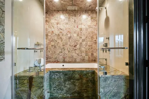 a bathroom with a shower