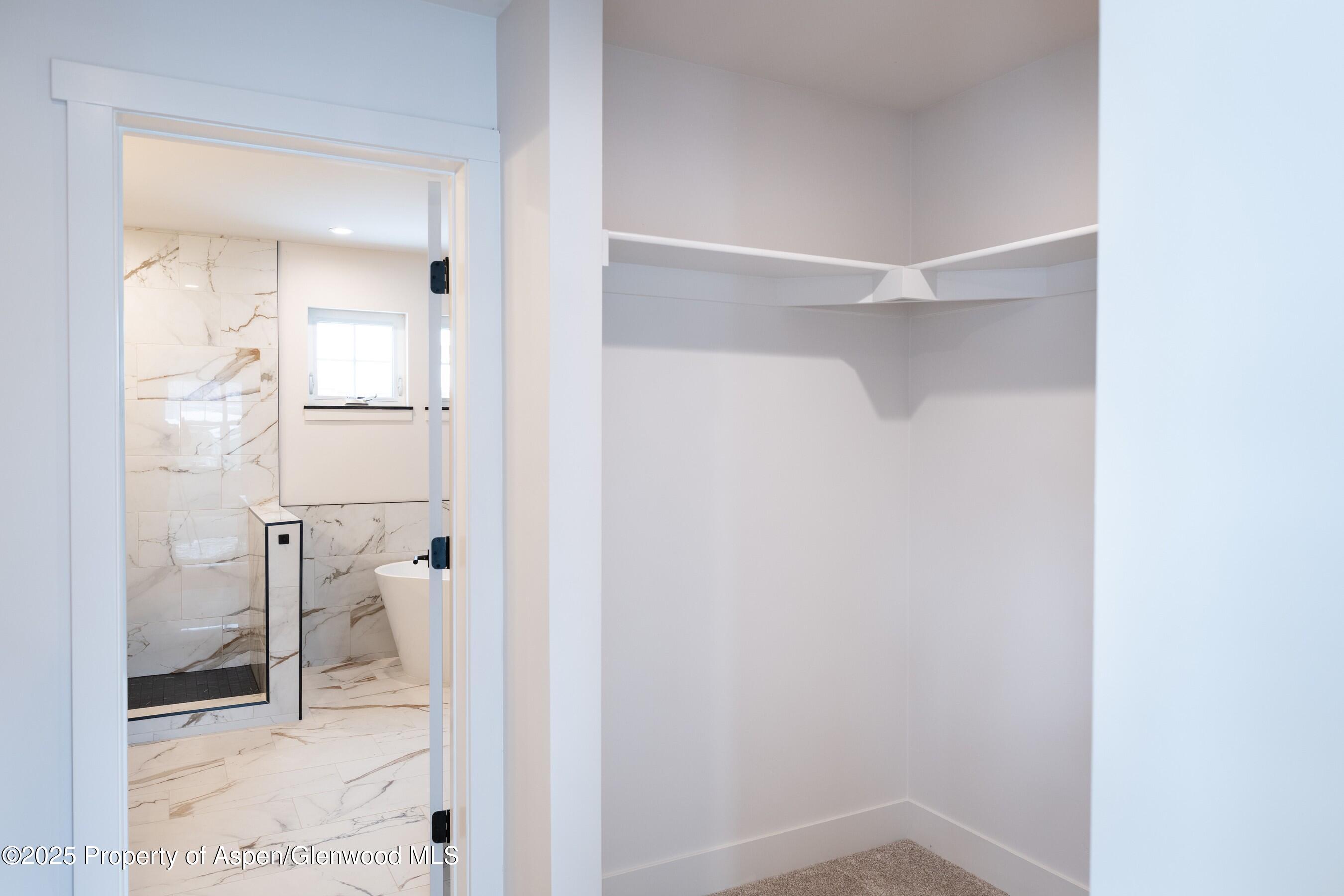 42 Mount Yale Court New Castle, CO 81647 - Photo 23 of 26 a bathroom with a glass shower door and a sink