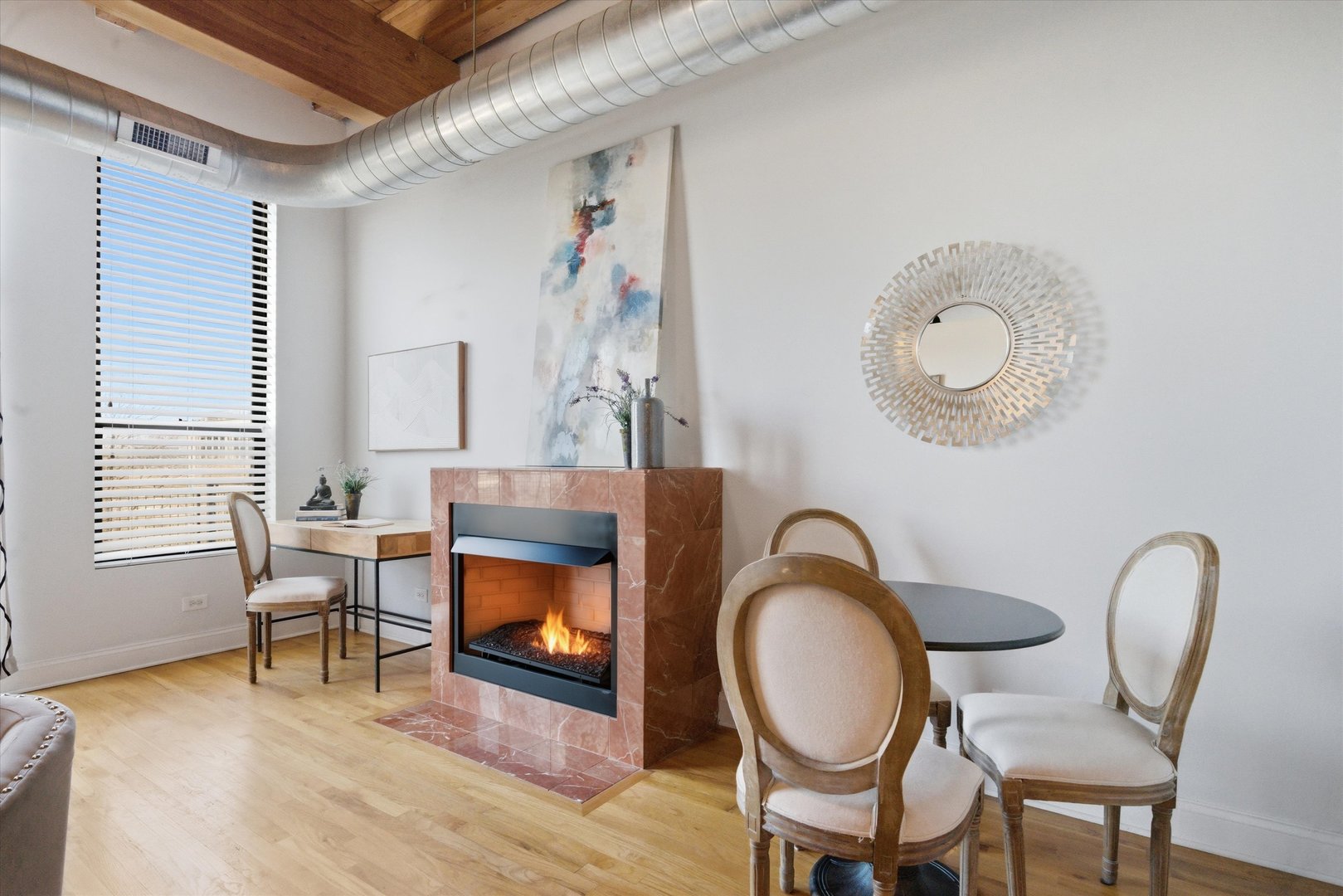 1610 South Halsted Street, Unit 401 Chicago, IL 60608 - Photo 17 of 31 a living room with furniture and a fireplace