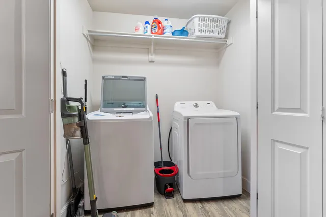 a utility room with dryer and washer