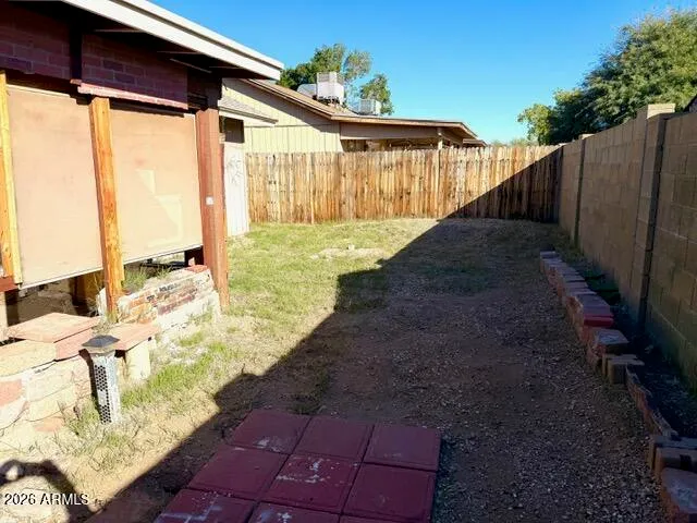 a view of an outdoor space and wooden floor