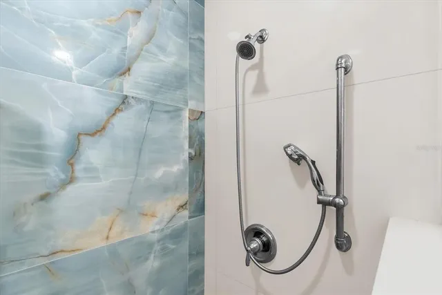 a bathroom with a bath tub