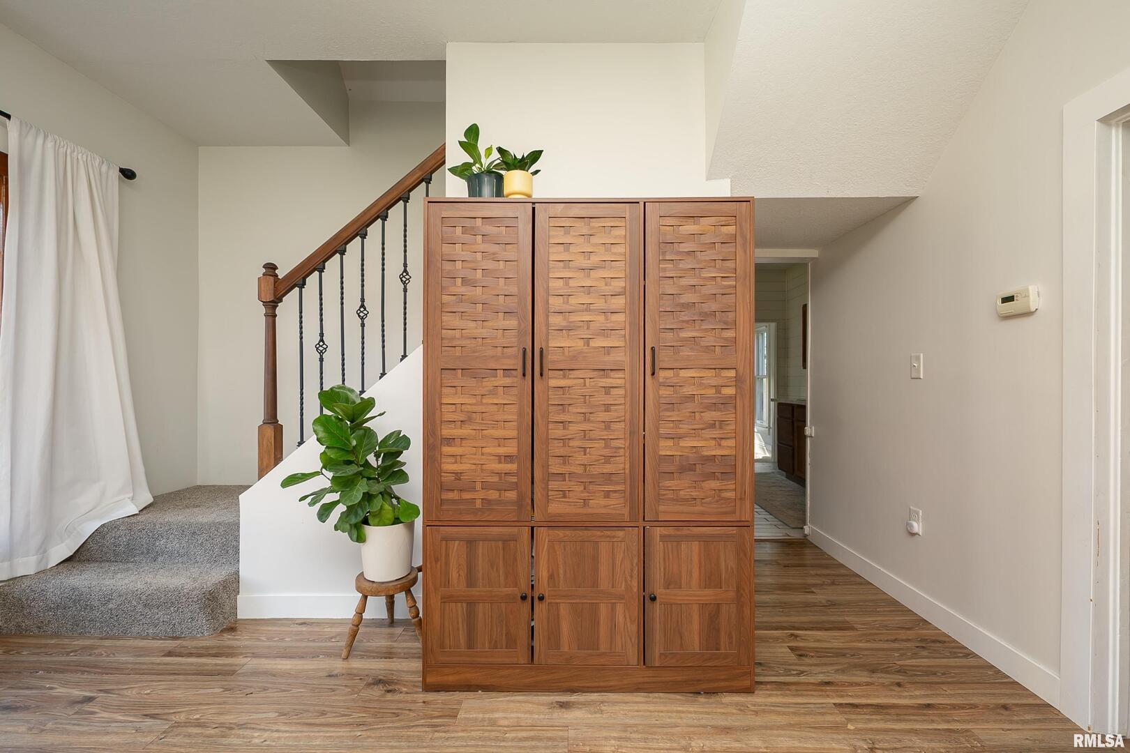 401 3rd Street Matherville, IL 61263 - Photo 8 of 32 a view of staircase with white walls and potted plants