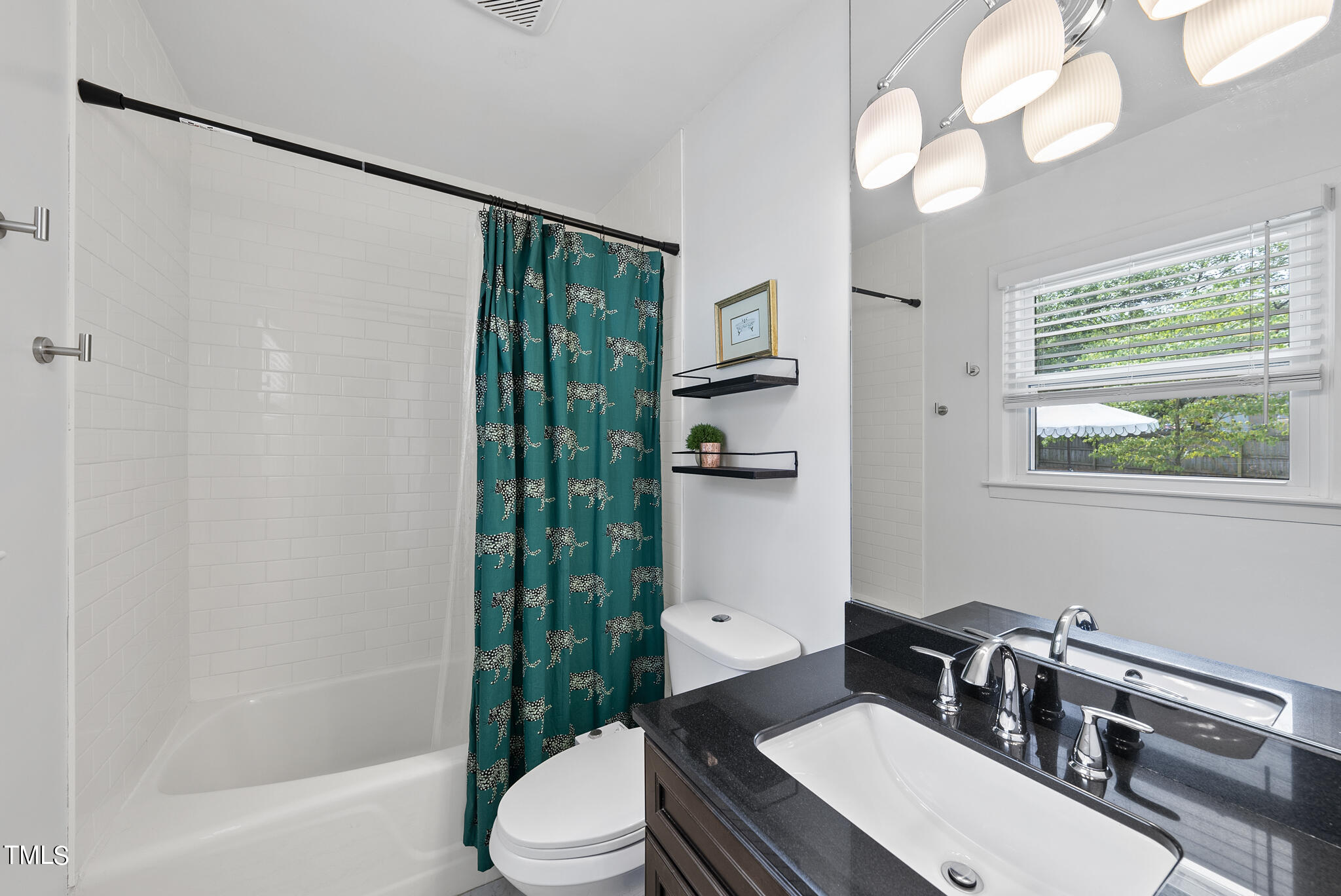 512 East Millbrook Road Raleigh, NC 27609 - Photo 16 of 29 a bathroom with a sink a toilet a mirror and shower